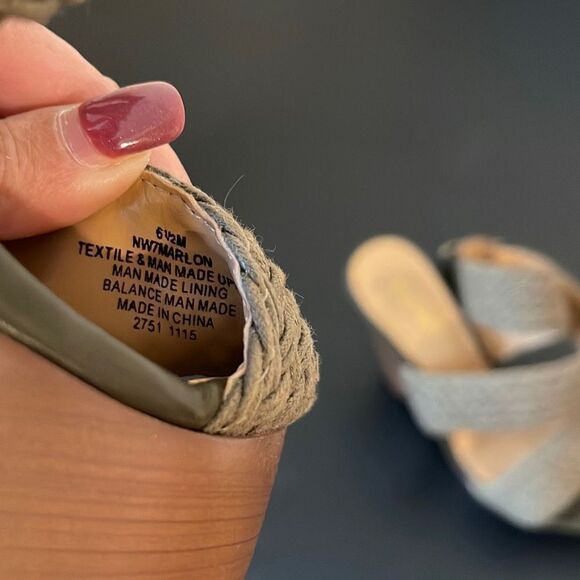 Nine West Womens Marlon Platform Heels Wedge Woven Sandals Olive Green Size 6.5 - Picture 10 of 10